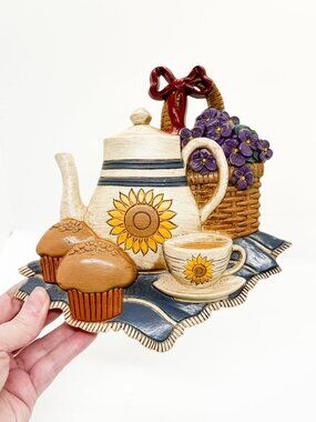 Vintage Burwood Wall Hanging Country Cottagecore Kitchen Farm Food Tea Daisy